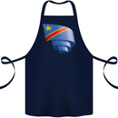 Curled DR Congo Flag Congolese Day Football Cotton Apron 100% Organic Navy Blue