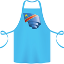Curled DR Congo Flag Congolese Day Football Cotton Apron 100% Organic Turquoise