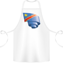 Curled DR Congo Flag Congolese Day Football Cotton Apron 100% Organic White