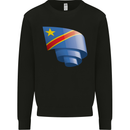 Curled DR Congo Flag Congolese Day Football Kids Sweatshirt Jumper Black