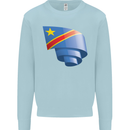 Curled DR Congo Flag Congolese Day Football Kids Sweatshirt Jumper Light Blue