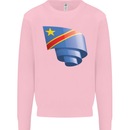 Curled DR Congo Flag Congolese Day Football Kids Sweatshirt Jumper Light Pink
