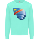 Curled DR Congo Flag Congolese Day Football Kids Sweatshirt Jumper Peppermint