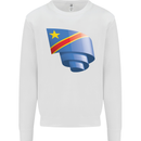 Curled DR Congo Flag Congolese Day Football Kids Sweatshirt Jumper White