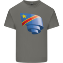 Curled DR Congo Flag Congolese Day Football Kids T-Shirt Childrens Charcoal