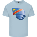 Curled DR Congo Flag Congolese Day Football Kids T-Shirt Childrens Light Blue