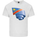 Curled DR Congo Flag Congolese Day Football Kids T-Shirt Childrens White