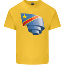 Curled DR Congo Flag Congolese Day Football Kids T-Shirt Childrens Yellow