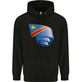 Curled DR Congo Flag Congolese Day Football Mens 80% Cotton Hoodie Black