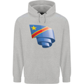 Curled DR Congo Flag Congolese Day Football Mens 80% Cotton Hoodie Sports Grey