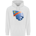 Curled DR Congo Flag Congolese Day Football Mens 80% Cotton Hoodie White