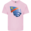 Curled DR Congo Flag Congolese Day Football Mens Cotton T-Shirt Tee Top Light Pink