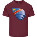 Curled DR Congo Flag Congolese Day Football Mens Cotton T-Shirt Tee Top Maroon