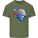Curled DR Congo Flag Congolese Day Football Mens Cotton T-Shirt Tee Top Military Green
