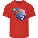 Curled DR Congo Flag Congolese Day Football Mens Cotton T-Shirt Tee Top Red