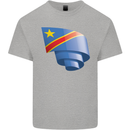 Curled DR Congo Flag Congolese Day Football Mens Cotton T-Shirt Tee Top Sports Grey