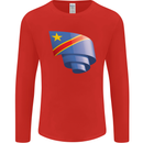 Curled DR Congo Flag Congolese Day Football Mens Long Sleeve T-Shirt Red