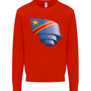 Curled DR Congo Flag Congolese Day Football Mens Sweatshirt Jumper Bright Red