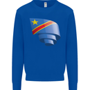 Curled DR Congo Flag Congolese Day Football Mens Sweatshirt Jumper Royal Blue