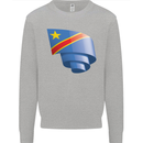 Curled DR Congo Flag Congolese Day Football Mens Sweatshirt Jumper Sports Grey