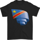 Curled DR Congo Flag Congolese Day Football Mens T-Shirt 100% Cotton Black