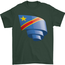 Curled DR Congo Flag Congolese Day Football Mens T-Shirt 100% Cotton Forest Green
