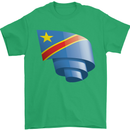 Curled DR Congo Flag Congolese Day Football Mens T-Shirt 100% Cotton Irish Green