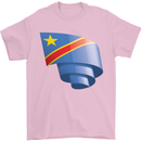 Curled DR Congo Flag Congolese Day Football Mens T-Shirt 100% Cotton Light Pink