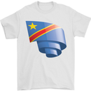 Curled DR Congo Flag Congolese Day Football Mens T-Shirt 100% Cotton White