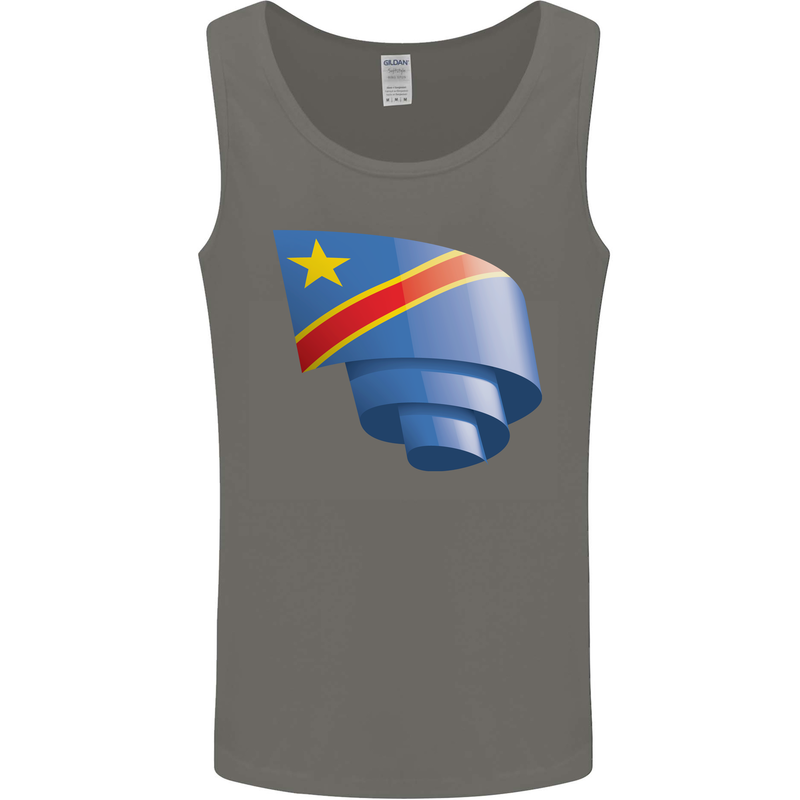 Curled DR Congo Flag Congolese Day Football Mens Vest Tank Top Charcoal
