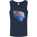 Curled DR Congo Flag Congolese Day Football Mens Vest Tank Top Navy Blue