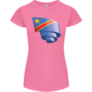 Curled DR Congo Flag Congolese Day Football Womens Petite Cut T-Shirt Azalea