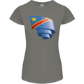 Curled DR Congo Flag Congolese Day Football Womens Petite Cut T-Shirt Charcoal