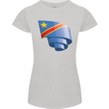 Curled DR Congo Flag Congolese Day Football Womens Petite Cut T-Shirt Sports Grey