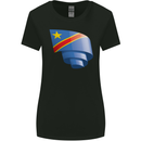 Curled DR Congo Flag Congolese Day Football Womens Wider Cut T-Shirt Black