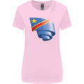 Curled DR Congo Flag Congolese Day Football Womens Wider Cut T-Shirt Light Pink