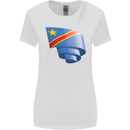 Curled DR Congo Flag Congolese Day Football Womens Wider Cut T-Shirt White