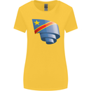 Curled DR Congo Flag Congolese Day Football Womens Wider Cut T-Shirt Yellow