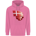 Curled Denmark Flag Danish Day Football Childrens Kids Hoodie Azalea