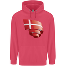 Curled Denmark Flag Danish Day Football Childrens Kids Hoodie Heliconia