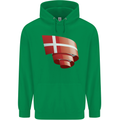 Curled Denmark Flag Danish Day Football Childrens Kids Hoodie Irish Green