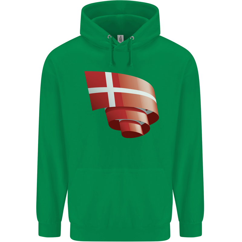 Curled Denmark Flag Danish Day Football Childrens Kids Hoodie Irish Green
