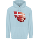 Curled Denmark Flag Danish Day Football Childrens Kids Hoodie Light Blue