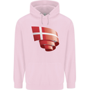 Curled Denmark Flag Danish Day Football Childrens Kids Hoodie Light Pink