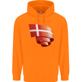 Curled Denmark Flag Danish Day Football Childrens Kids Hoodie Orange