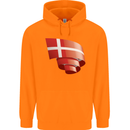 Curled Denmark Flag Danish Day Football Childrens Kids Hoodie Orange