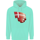 Curled Denmark Flag Danish Day Football Childrens Kids Hoodie Peppermint