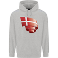 Curled Denmark Flag Danish Day Football Childrens Kids Hoodie Sports Grey