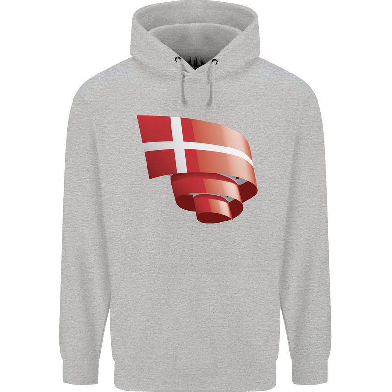 Curled Denmark Flag Danish Day Football Childrens Kids Hoodie Sports Grey
