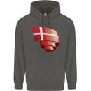 Curled Denmark Flag Danish Day Football Childrens Kids Hoodie Storm Grey